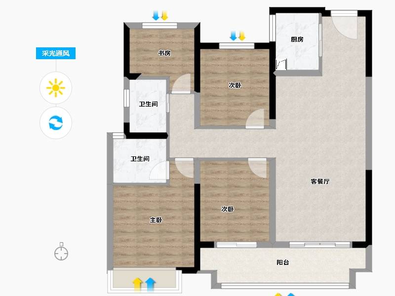 浙江省-温州市-永嘉中梁天宸-101.60-户型库-采光通风