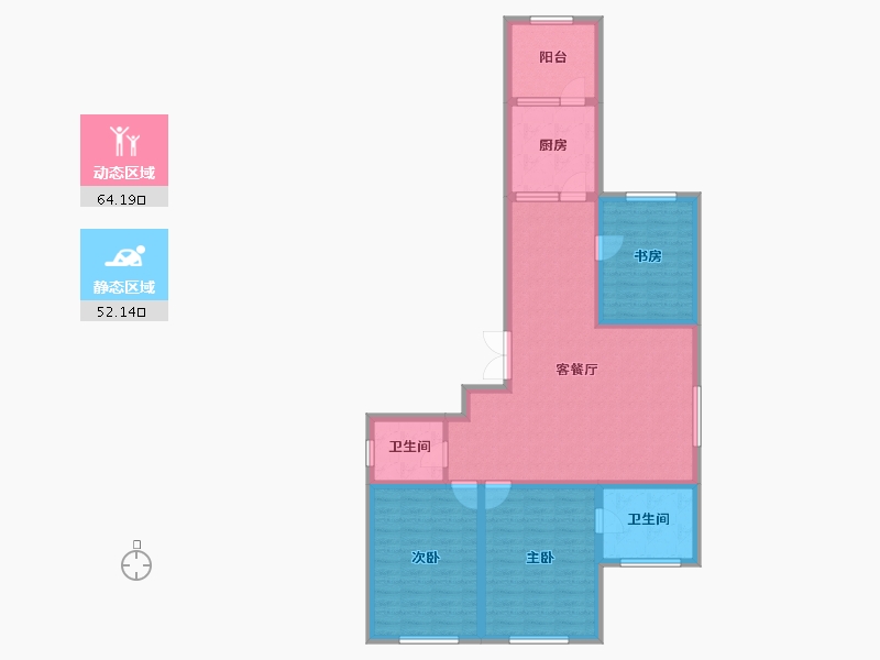 黑龙江省-哈尔滨市-宝宇天邑珑湾-104.07-户型库-动静分区