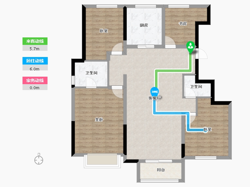 天津-天津市-绿地新里栖湖公馆-104.00-户型库-动静线