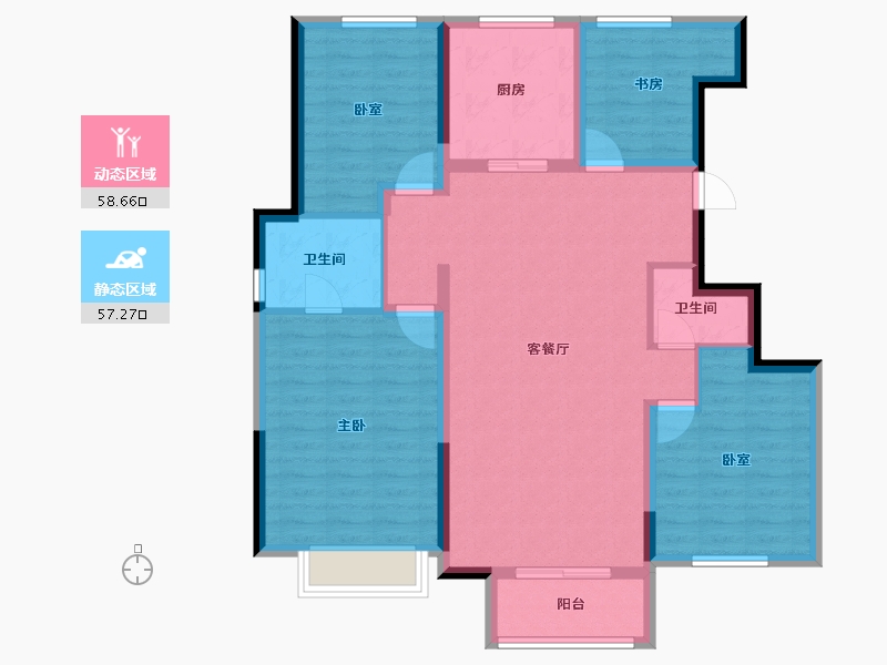 天津-天津市-绿地新里栖湖公馆-104.00-户型库-动静分区