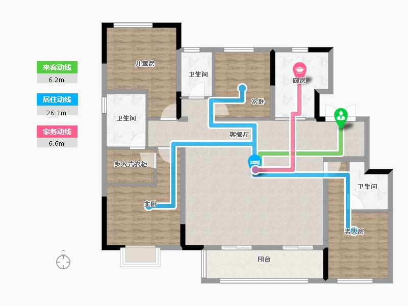 江苏省-徐州市-徐州富春山居-136.00-户型库-动静线