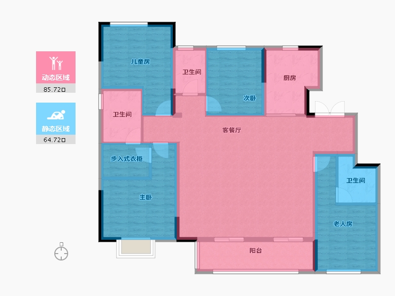 江苏省-徐州市-徐州富春山居-136.00-户型库-动静分区