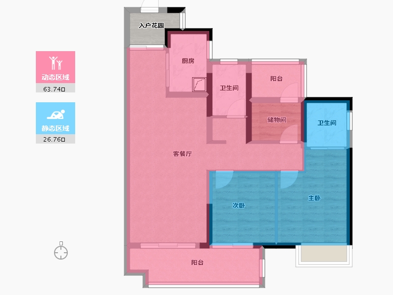 广东省-肇庆市-世茂·滨江壹号-85.18-户型库-动静分区