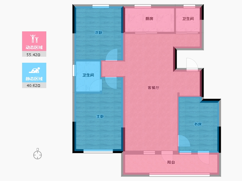 辽宁省-沈阳市-绿城和园-85.95-户型库-动静分区