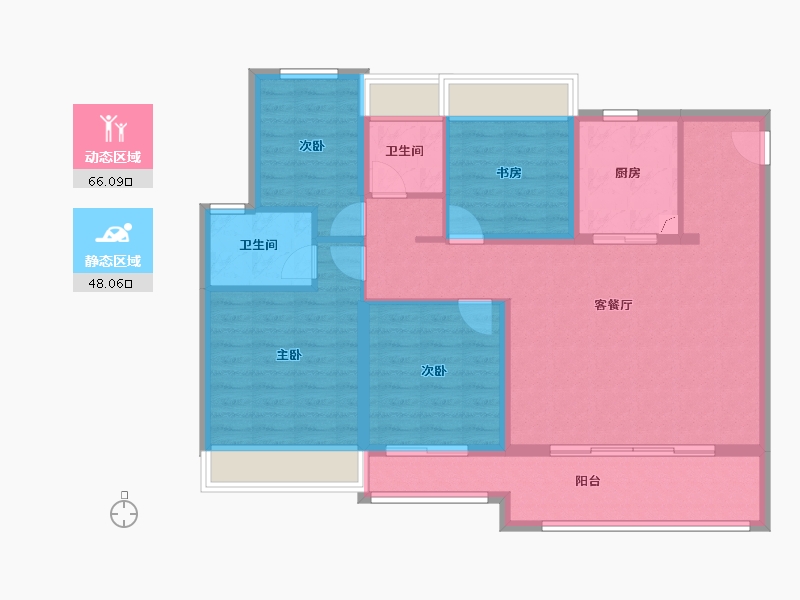 江苏省-南通市-翰林首府桃源里-102.41-户型库-动静分区