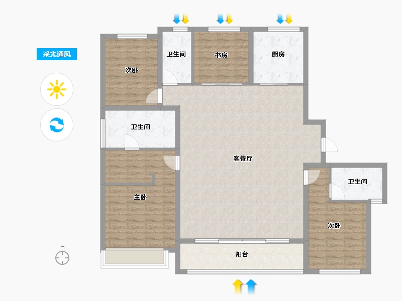 浙江省-宁波市-绿城凤鸣云庐-140.01-户型库-采光通风