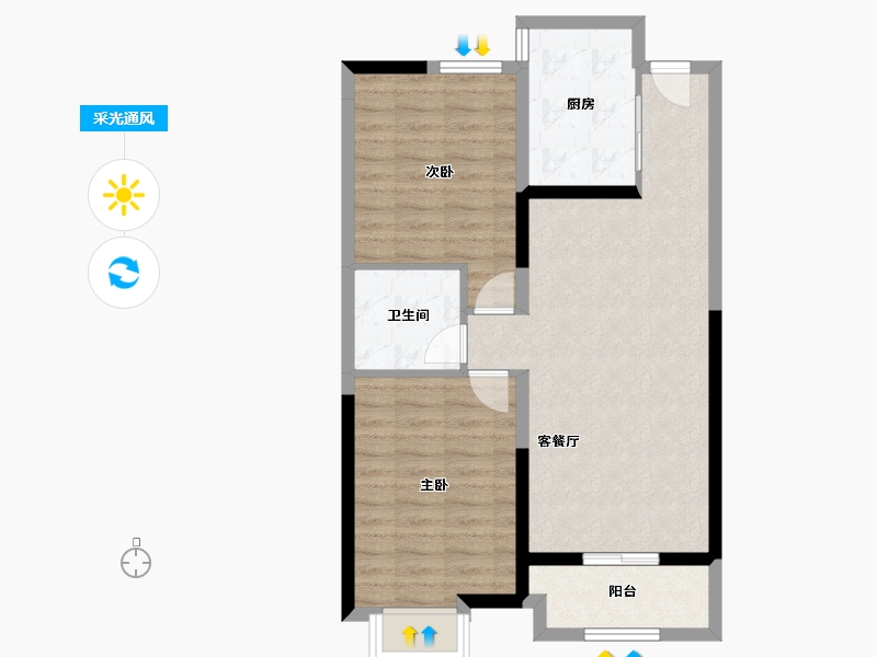 河北省-廊坊市-绿宸·汤泉华府-69.70-户型库-采光通风