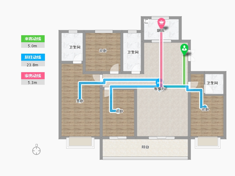 陕西省-西安市-天鹅湖-134.36-户型库-动静线