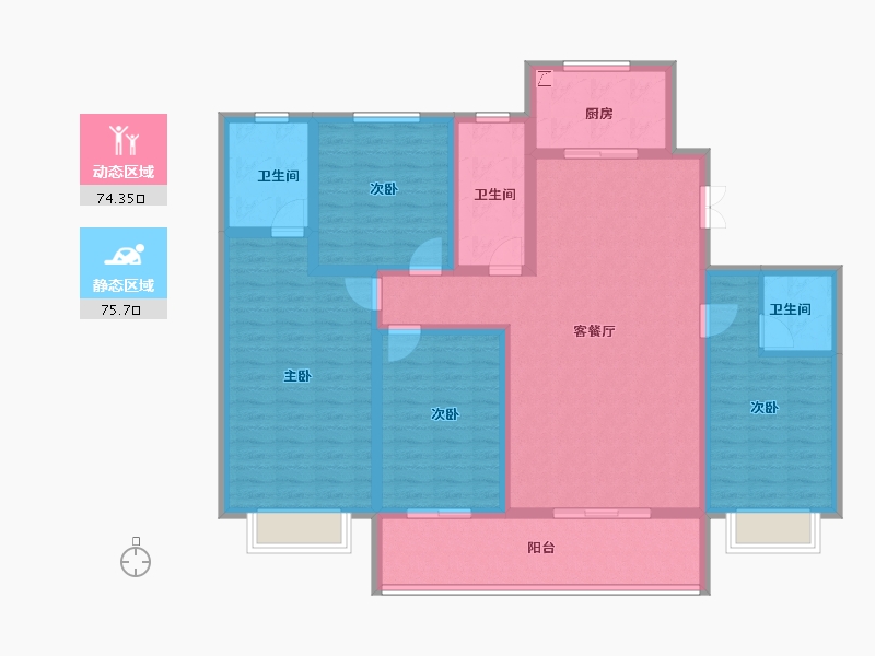 陕西省-西安市-天鹅湖-134.36-户型库-动静分区