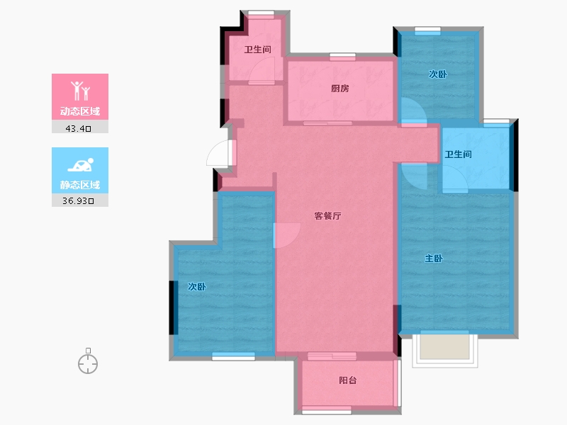 福建省-福州市-龙湖迪鑫九里晴川-71.20-户型库-动静分区