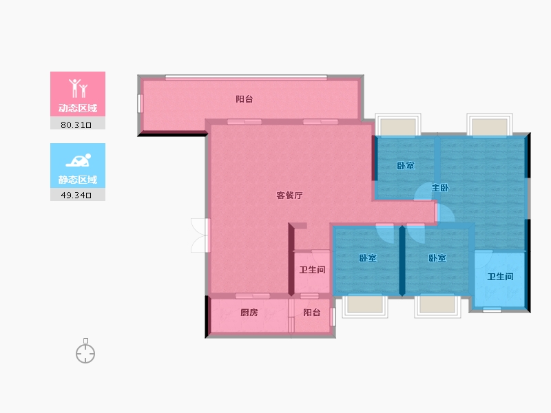 贵州省-黔南布依族苗族自治州-都匀麒龙·华府-118.60-户型库-动静分区