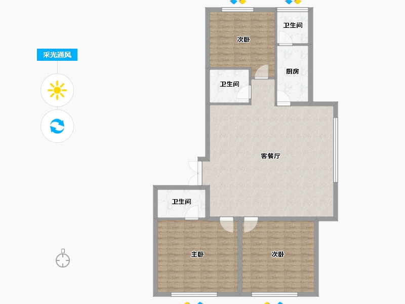 黑龙江省-哈尔滨市-宝宇天邑珑湾-119.30-户型库-采光通风