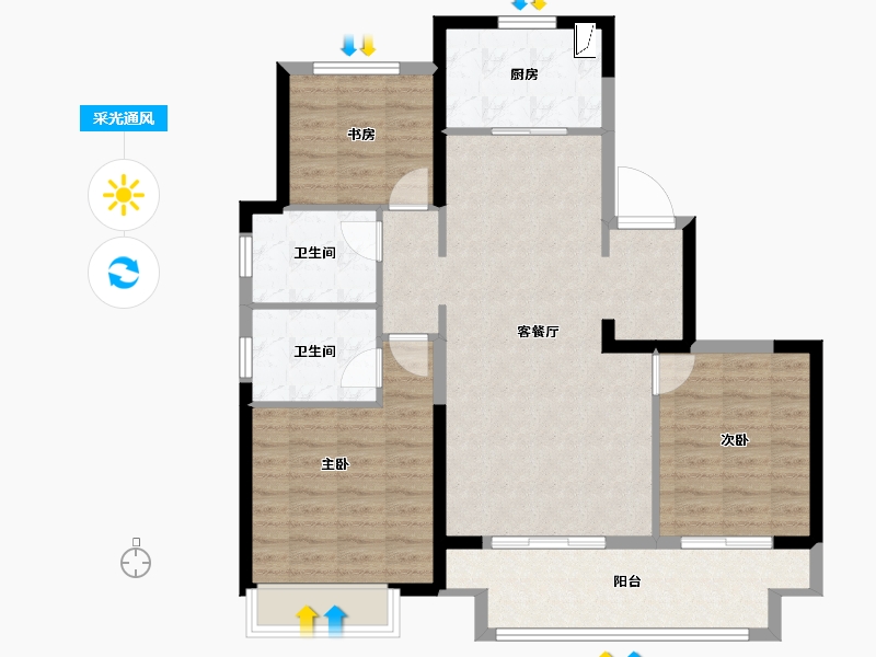 浙江省-温州市-永嘉中梁天宸-96.00-户型库-采光通风