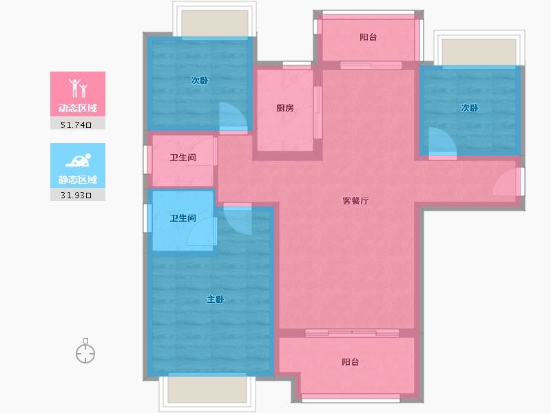 贵州省-六盘水市-天合苑-73.76-户型库-动静分区