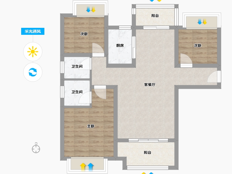 贵州省-六盘水市-天合苑-73.76-户型库-采光通风