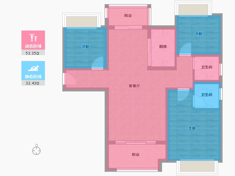 贵州省-六盘水市-天合苑-75.62-户型库-动静分区