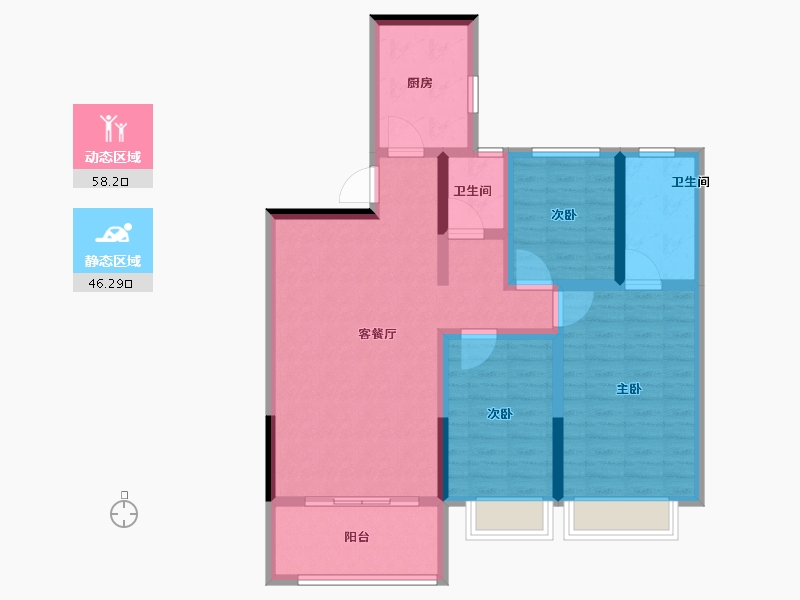 河南省-郑州市-鑫苑府-92.81-户型库-动静分区