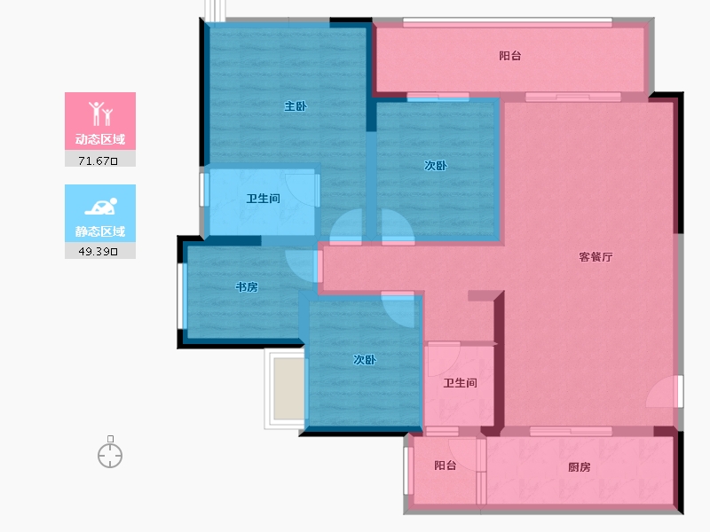 重庆-重庆市-北辰悦来壹号-107.45-户型库-动静分区