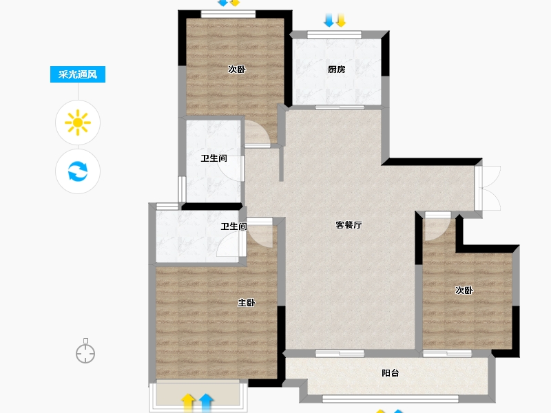 河南省-郑州市-银榕居-102.40-户型库-采光通风