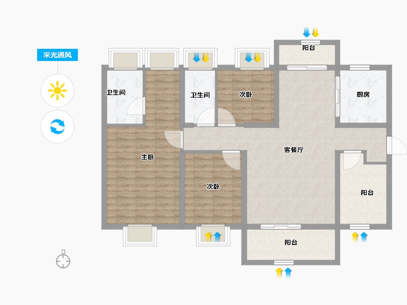 广东省-珠海市-碧桂园·华发滨海天际-109.73-户型库-采光通风