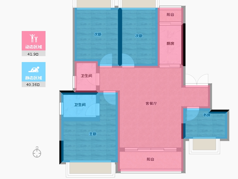 重庆-重庆市-海成金科印江府-71.86-户型库-动静分区