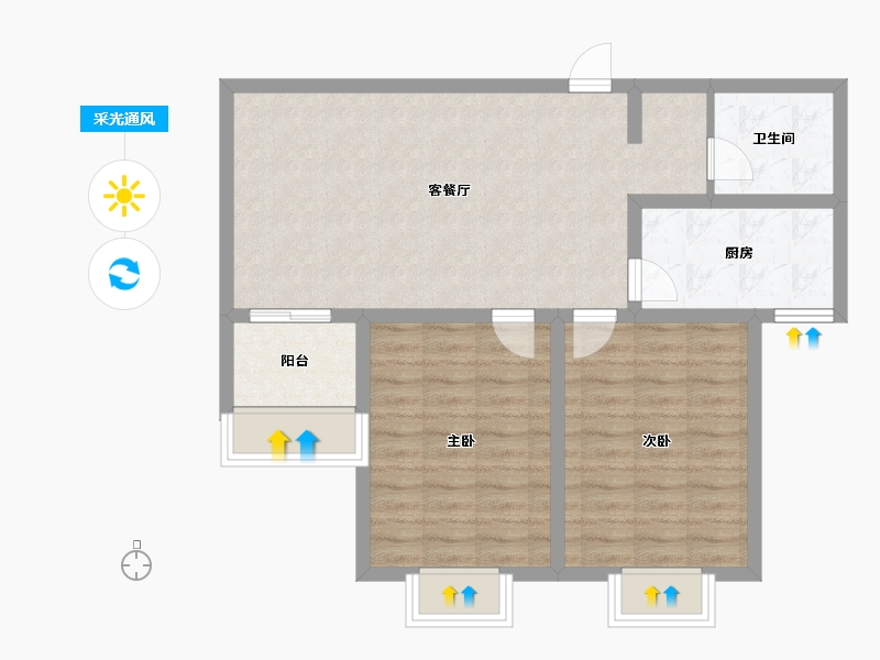 山西省-太原市-青年城未来御-76.80-户型库-采光通风