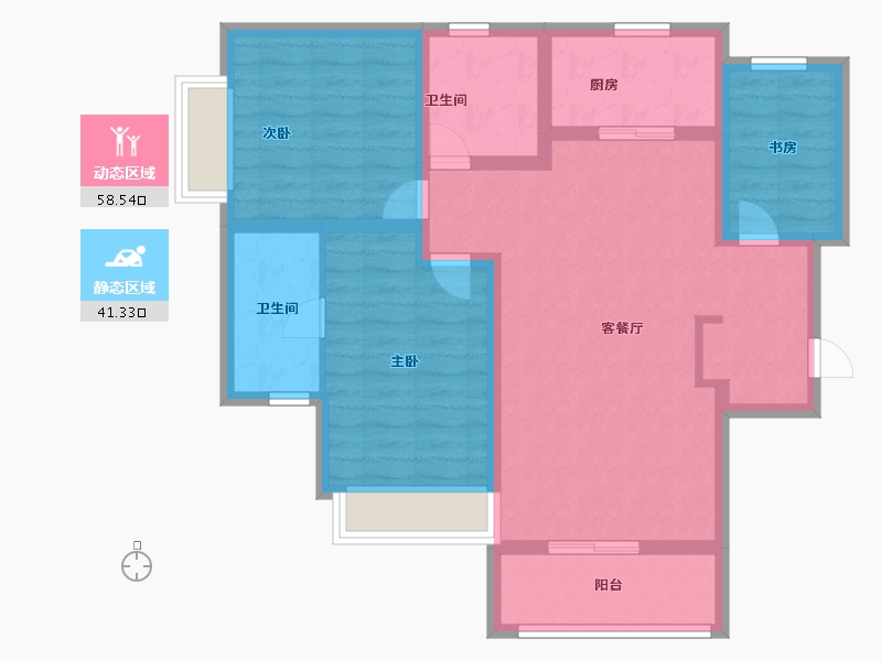 河南省-郑州市-清韵颐景苑-88.50-户型库-动静分区