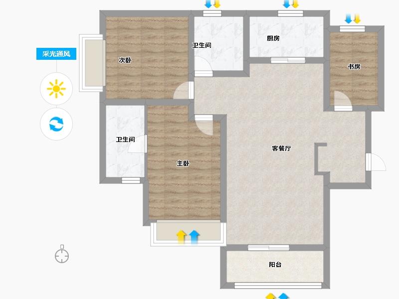 河南省-郑州市-清韵颐景苑-88.50-户型库-采光通风