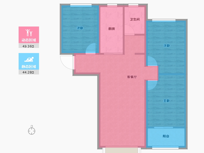 河北省-衡水市-滨湖书香雅居-84.15-户型库-动静分区