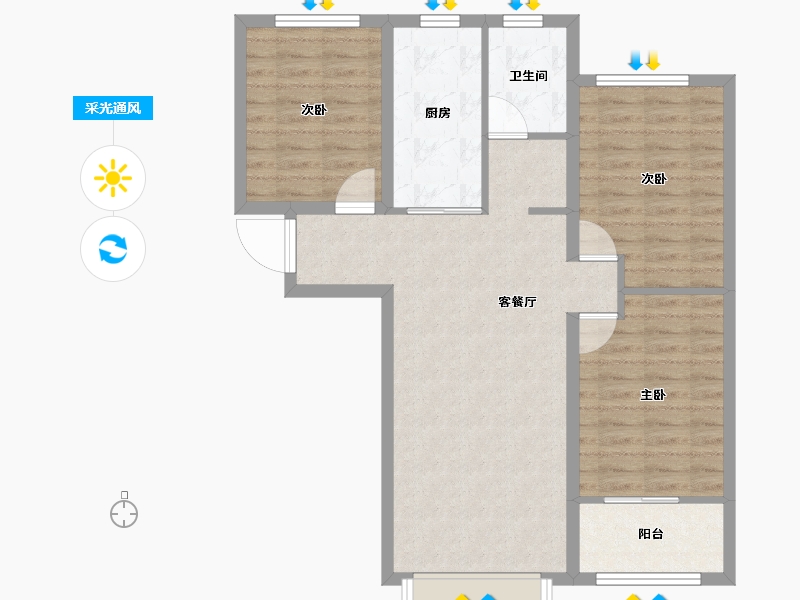 河北省-衡水市-滨湖书香雅居-84.15-户型库-采光通风