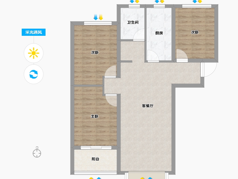 河北省-衡水市-滨湖书香雅居-84.75-户型库-采光通风