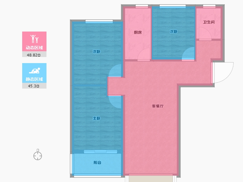 河北省-衡水市-滨湖书香雅居-84.96-户型库-动静分区