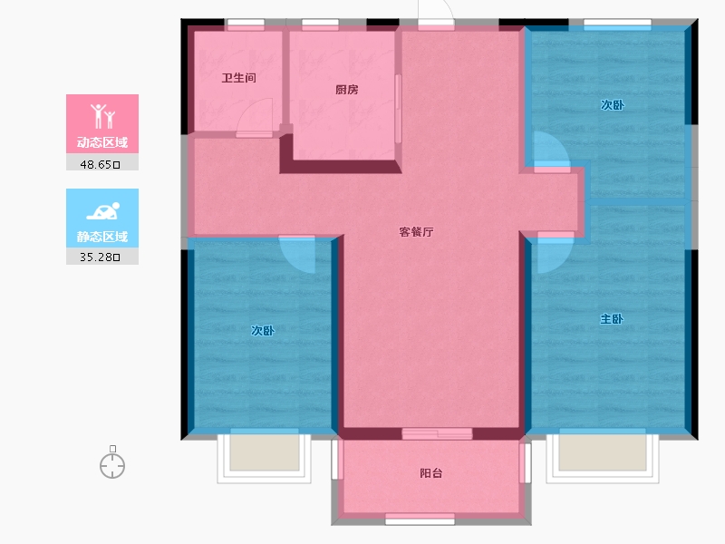 河南省-郑州市-华瑞·紫金嘉苑-74.40-户型库-动静分区