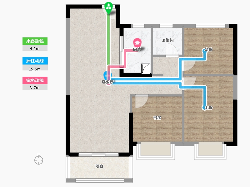 湖北省-武汉市-南益名悦华府-79.00-户型库-动静线