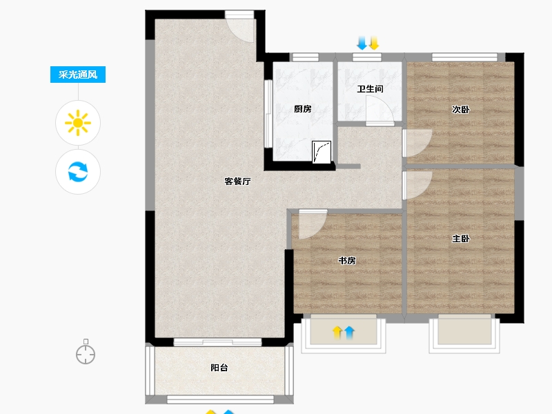 湖北省-武汉市-南益名悦华府-79.00-户型库-采光通风