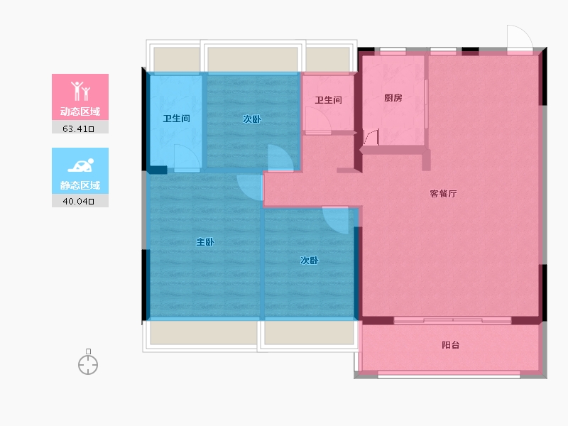 江苏省-苏州市-香江翡翠天辰-93.58-户型库-动静分区