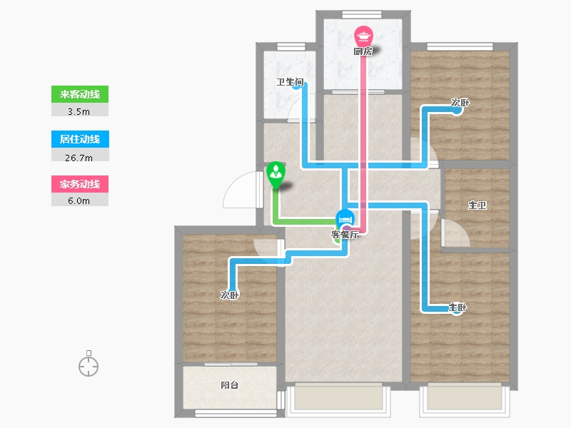 河北省-衡水市-滨湖书香雅居-91.31-户型库-动静线