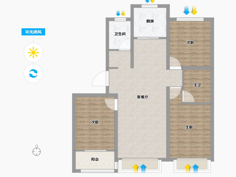 河北省-衡水市-滨湖书香雅居-91.31-户型库-采光通风