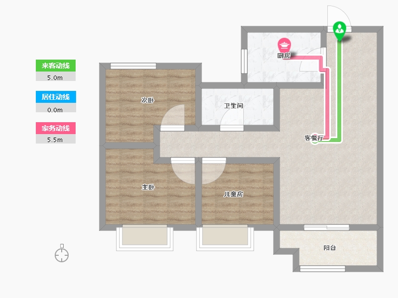 河南省-郑州市-金地正华·漾时代-76.00-户型库-动静线