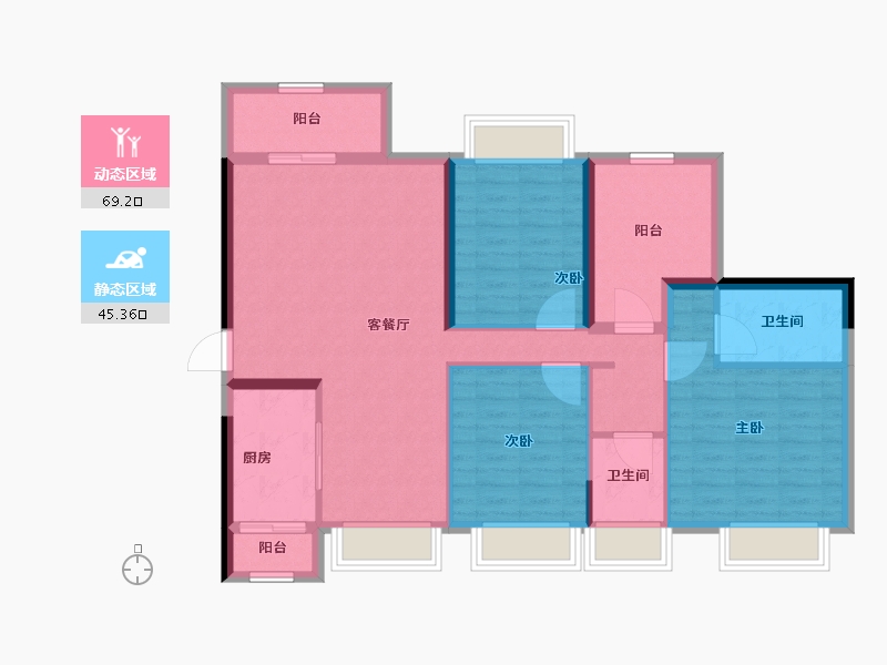 广东省-珠海市-涛鸿·金涛华府-102.94-户型库-动静分区