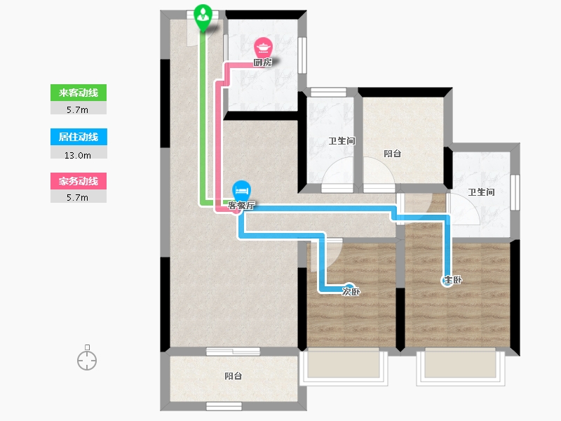 广东省-珠海市-碧桂园·华发滨海天际-71.88-户型库-动静线