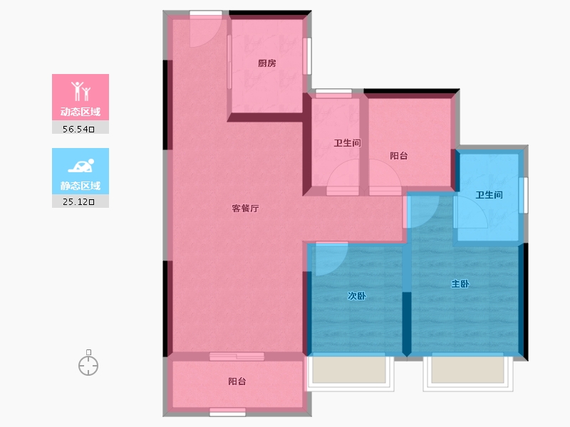 广东省-珠海市-碧桂园·华发滨海天际-71.88-户型库-动静分区