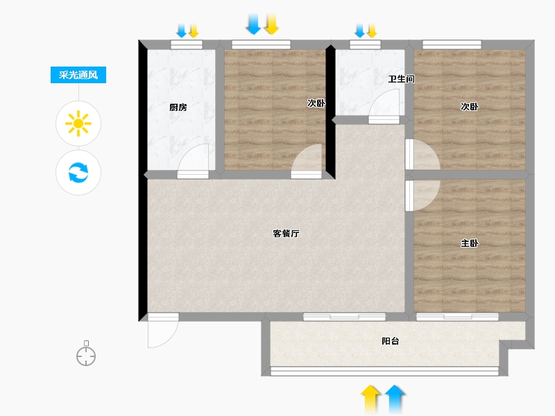 河南省-郑州市-嘉业·嘉境上品-85.60-户型库-采光通风