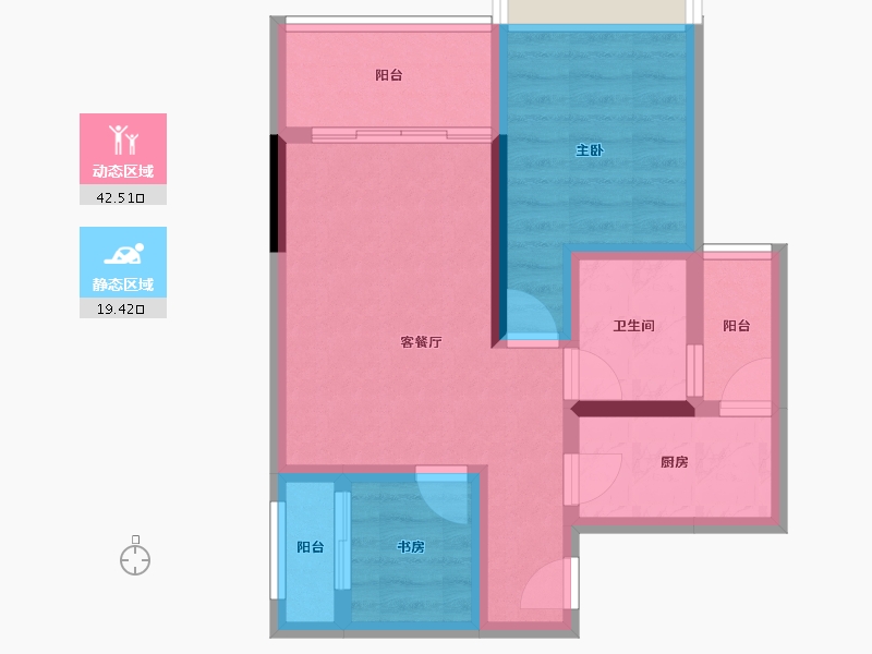 重庆-重庆市-丽都锦里-53.55-户型库-动静分区