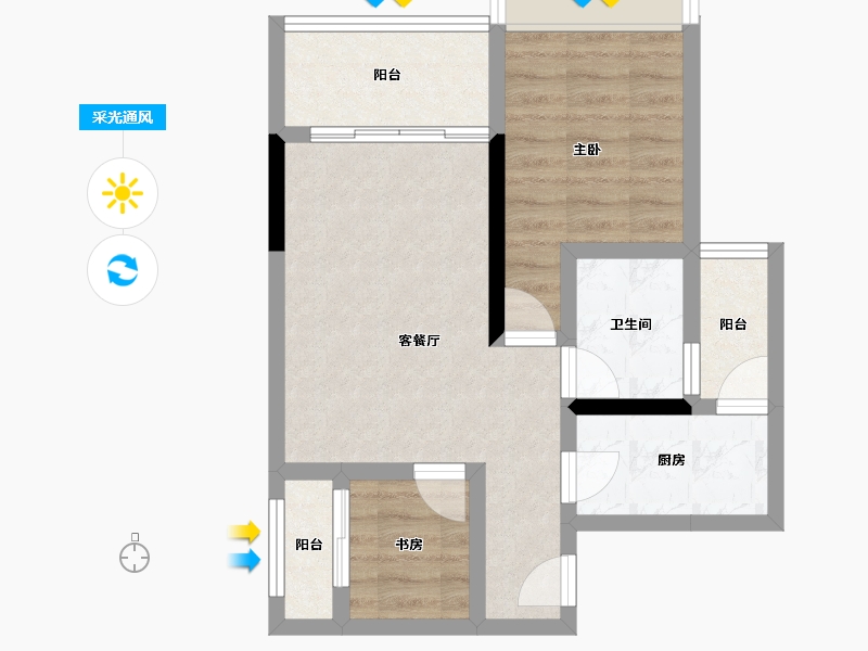 重庆-重庆市-丽都锦里-53.55-户型库-采光通风