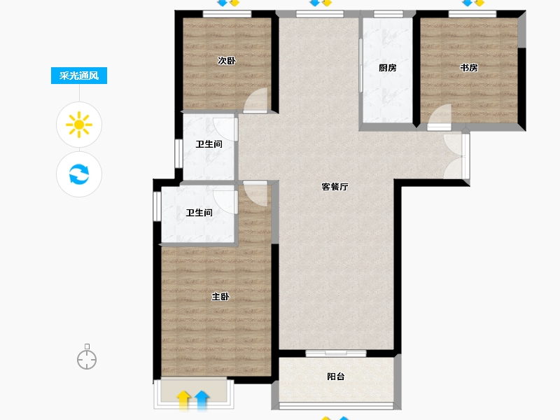 河南省-郑州市-汇泉景悦城-103.94-户型库-采光通风