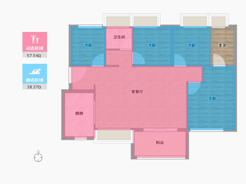 广东省-深圳市-深圳卓越城蔚蓝铂樾府-92.00-户型库-动静分区