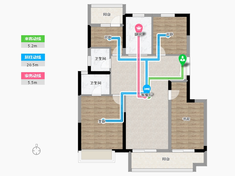 河南省-郑州市-东原·满庭芳-100.23-户型库-动静线