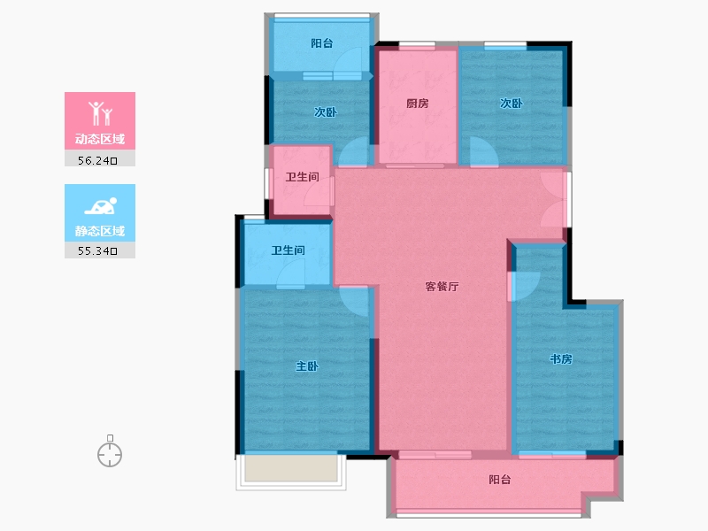 河南省-郑州市-东原·满庭芳-100.23-户型库-动静分区