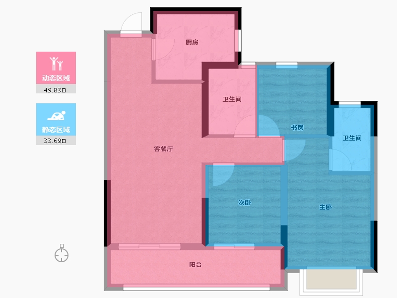 浙江省-金华市-都会文澜-74.22-户型库-动静分区